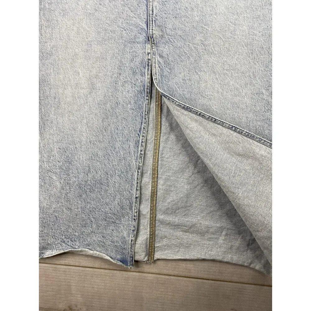 Maurices M Jeans Skirt Womens 16 Acid Wash Slit in Front Stretch Denim Midi Y2K
